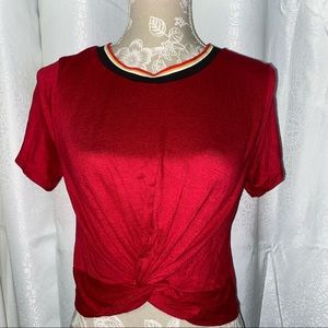 Red Cross-knot Top